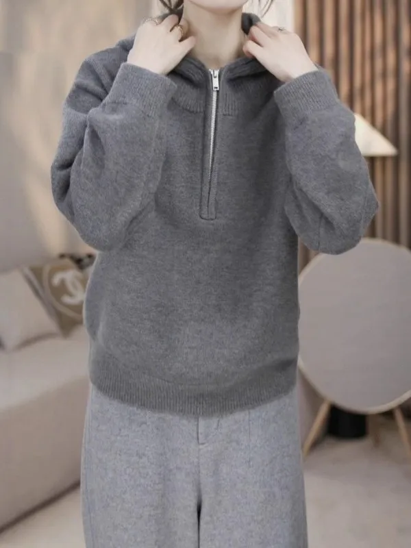 Женский вязаный свитер с капюшоном на молнии, свободного кроя, осенне-зимний, больших размеров, удобный, повседневный, однотонный
Женский вязаный свитер с капюшоном на молнии, свободного кроя, осенне-зимний, больших размеров, удобный, повседневный, однотонный