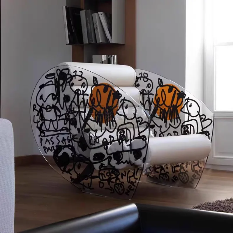 Acrylic creative graffiti sofa chair light luxury single chair living room casual transparent lazy recliner
Acrylic creative graffiti sofa chair light luxury single chair living room casual transparent lazy recliner