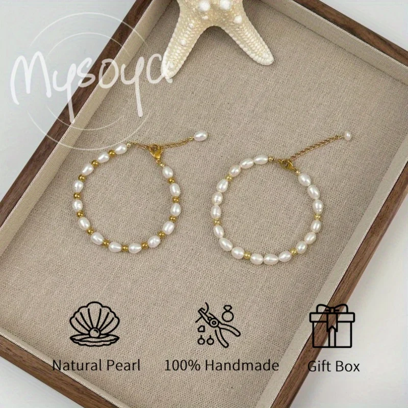 MYSOYA 6-7mm White Rice Shape Freshwater Pearl Bracelet For Women And Men With Gift Box Perfect Wedding Birthday Jewelry Gift
MYSOYA 6-7mm White Rice Shape Freshwater Pearl Bracelet For Women And Men With Gift Box Perfect Wedding Birthday Jewelry Gift