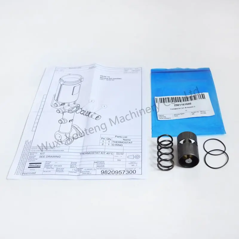 High Quality Atlas Air Compressor Spare Parts 2901161600 Thermostat Valve Kit Made of Durable Metal
High Quality Atlas Air Compressor Spare Parts 2901161600 Thermostat Valve Kit Made of Durable Metal