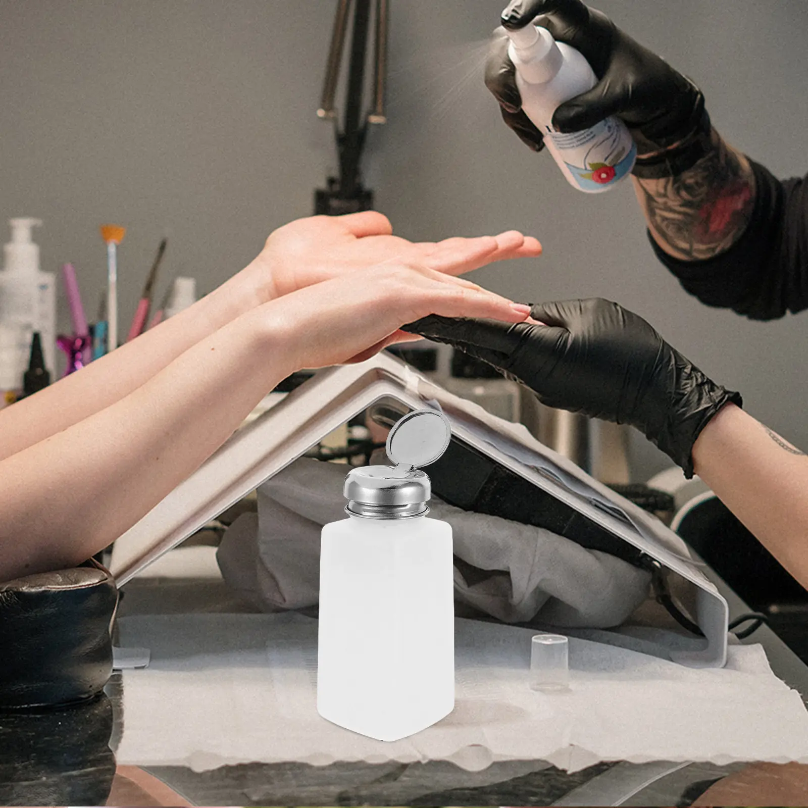 5Pcs Press-Down Alcohol Pump Bottle Dispenser for Nail Polish Remover Makeup Remover Solvent Cleaning Portable Mini Refillable
5Pcs Press-Down Alcohol Pump Bottle Dispenser for Nail Polish Remover Makeup Remover Solvent Cleaning Portable Mini Refillable