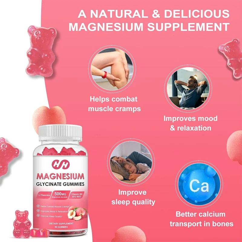 Glycine Magnesium Gummies - Magnesium Complex Supplement Containing Potassium,vitamin D,B6 Sugar Free,60 Peach Magnesium Gummies
Glycine Magnesium Gummies - Magnesium Complex Supplement Containing Potassium,vitamin D,B6 Sugar Free,60 Peach Magnesium Gummies