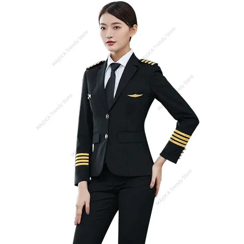 Aviation Uniform Set Women Jacket Pant Pilot Captain Uniforms Flight Attendant Suit Hotel Sales Manager Professional Workwear
Aviation Uniform Set Women Jacket Pant Pilot Captain Uniforms Flight Attendant Suit Hotel Sales Manager Professional Workwear