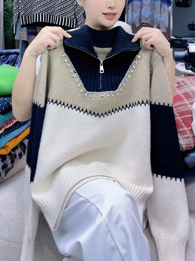 Modern Retro Style Oversized Patchwork Diamond Knitted Sweater Autumn Winter Fashion Trendy Loose Fit Multicolor Knitwear
Modern Retro Style Oversized Patchwork Diamond Knitted Sweater Autumn Winter Fashion Trendy Loose Fit Multicolor Knitwear