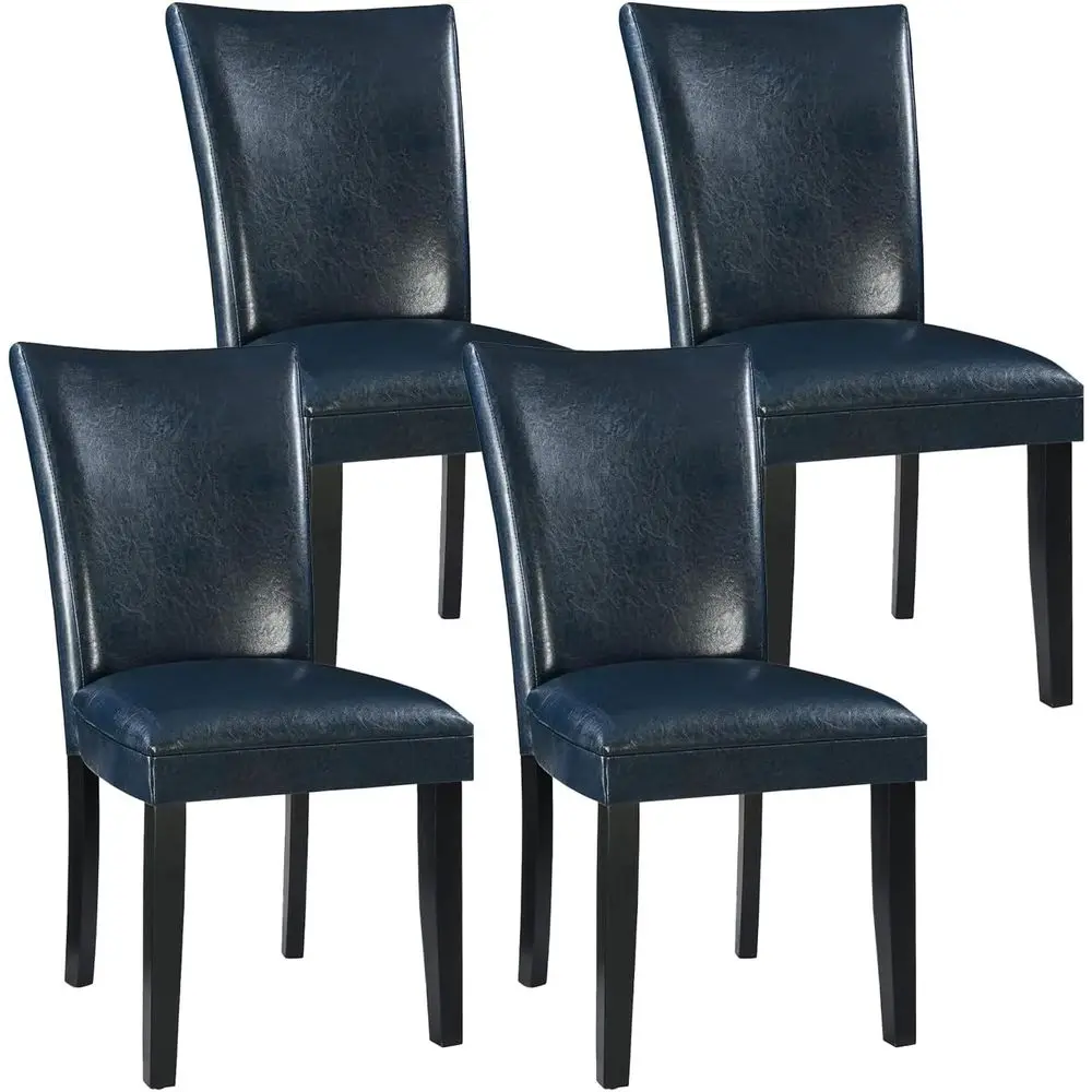 Set of 4 Retro Upholstered Dining Chairs with Wooden Legs and Faux Leather, Ideal for Kitchen, Dining Room, and Café, in Navy Bl
Set of 4 Retro Upholstered Dining Chairs with Wooden Legs and Faux Leather, Ideal for Kitchen, Dining Room, and Café, in Navy Bl
