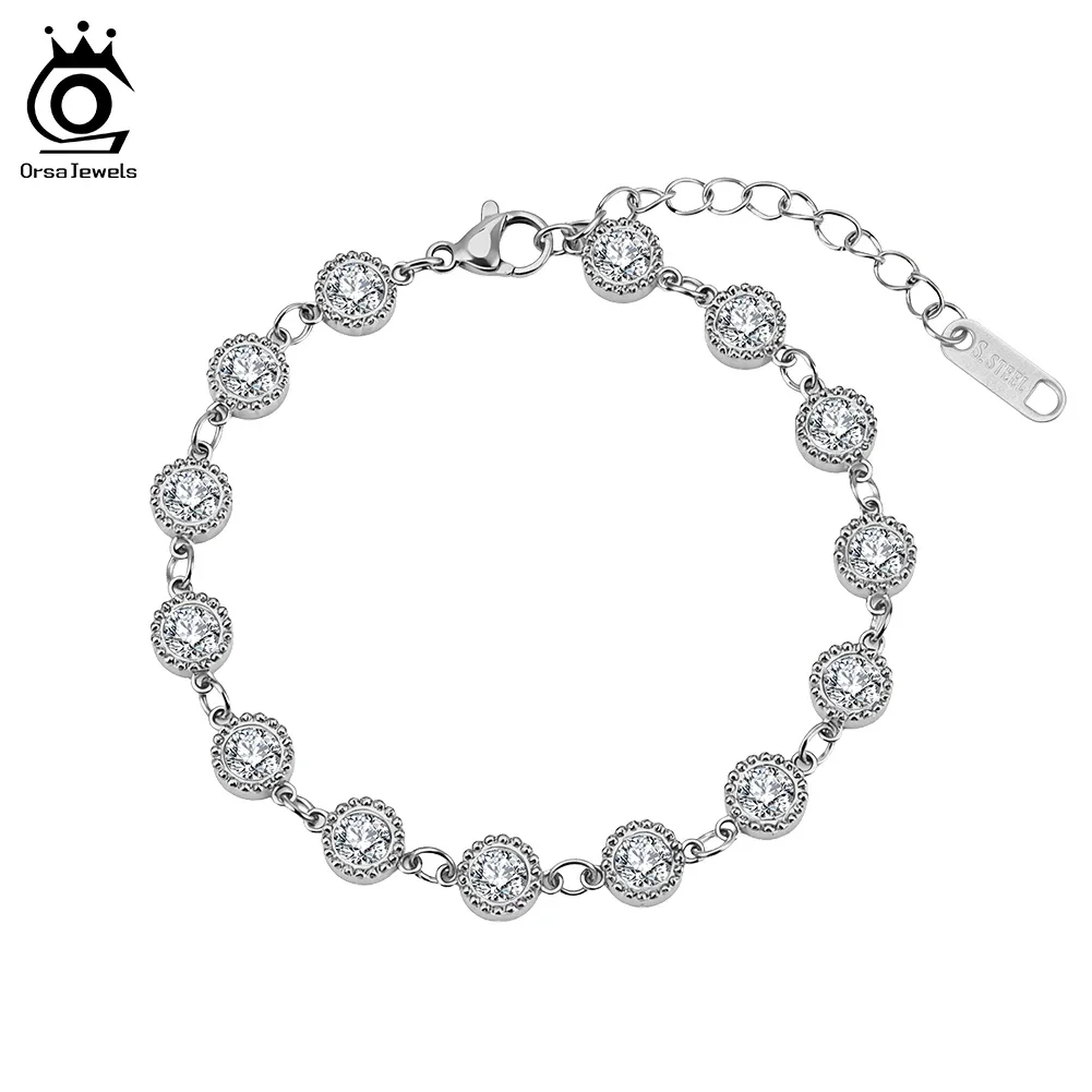 ORSA JEWELS Stainless Steel Shiny Cubic Zircon Bracelet for Women Luxury Charm Bracelet Chain Party Wedding Jewelry STKB01
ORSA JEWELS Stainless Steel Shiny Cubic Zircon Bracelet for Women Luxury Charm Bracelet Chain Party Wedding Jewelry STKB01