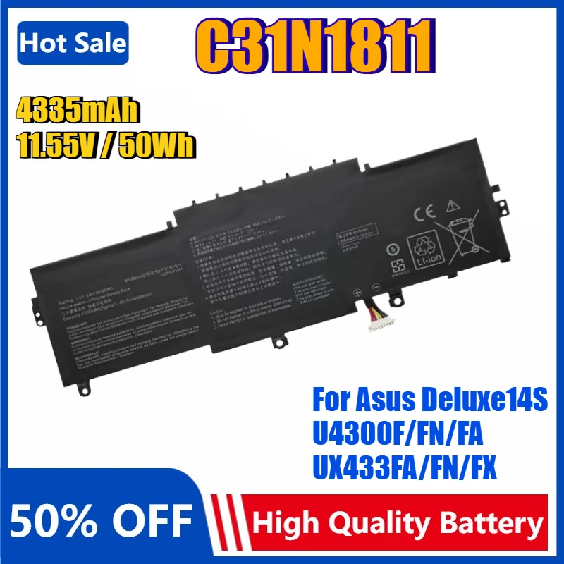 Новый аккумулятор для ноутбука C31N1811 для Asus Deluxe14S U4300F U4300FA U4300FN UX433FA UX433FN UX433FX BX433F RX433FN 0B200-03080000
Новый аккумулятор для ноутбука C31N1811 для Asus Deluxe14S U4300F U4300FA U4300FN UX433FA UX433FN UX433FX BX433F RX433FN 0B200-03080000