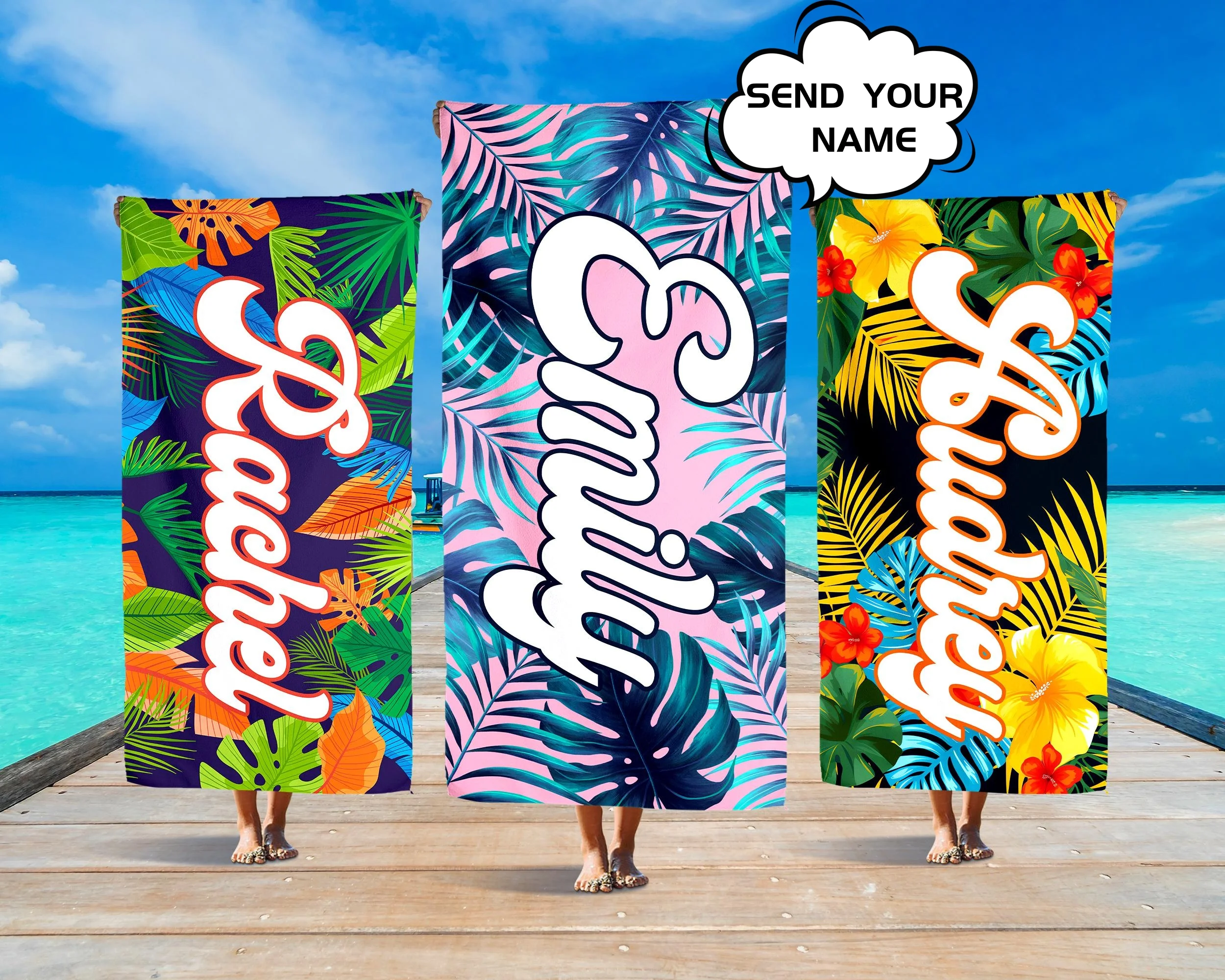 Tropical Plants Beach Towels Custom Name Personalized Towel Swimming Pool Holiday Vacation Gifts Quick-Drying Bath Towels
Tropical Plants Beach Towels Custom Name Personalized Towel Swimming Pool Holiday Vacation Gifts Quick-Drying Bath Towels