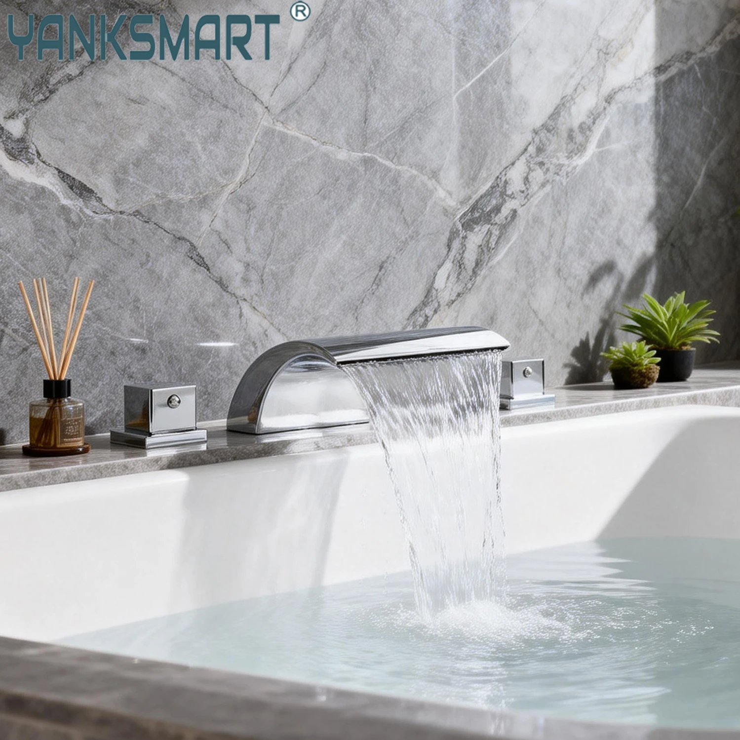 YANKSMART 3 Pcs Bathroom Basin Faucet Dual Handles Deck Mounted Widespread Bathtub Torneira Waterfall Spout Sink Mixer Water Tap
YANKSMART 3 Pcs Bathroom Basin Faucet Dual Handles Deck Mounted Widespread Bathtub Torneira Waterfall Spout Sink Mixer Water Tap