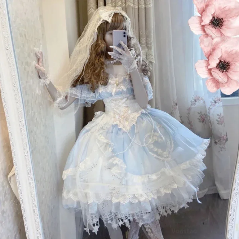CySweet Lolita Princess Party Dress Vintage Victorian Women Elegant Mermaid Flower Wedding Dresses Girly Lace Pearls Mesh Vestid
CySweet Lolita Princess Party Dress Vintage Victorian Women Elegant Mermaid Flower Wedding Dresses Girly Lace Pearls Mesh Vestid