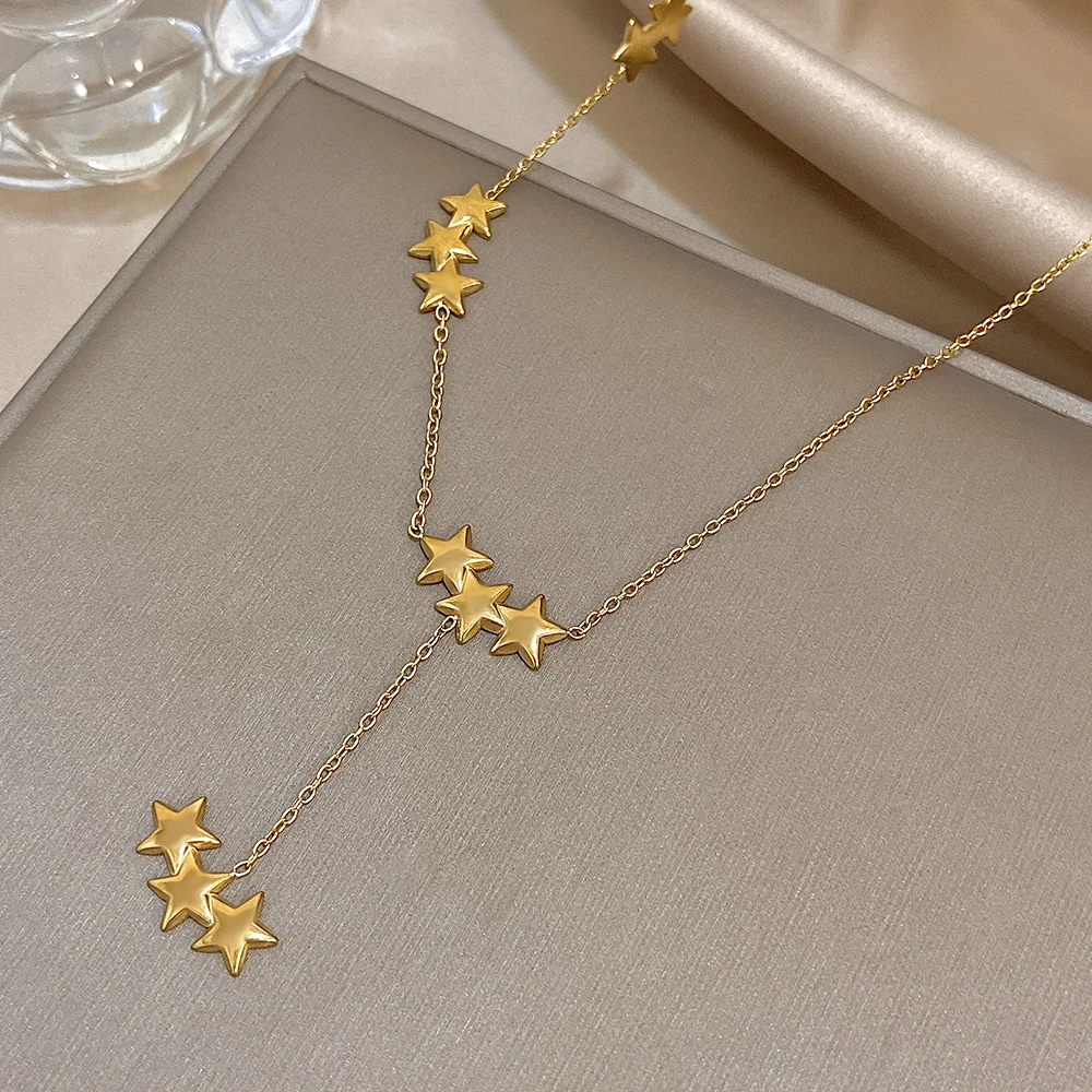 Freetry Trendy Stainless Steel Gold Color Star Long Pendant Necklace for Women Sexy Pentagram Tassel Necklace Party Neck Jewelry
Freetry Trendy Stainless Steel Gold Color Star Long Pendant Necklace for Women Sexy Pentagram Tassel Necklace Party Neck Jewelry