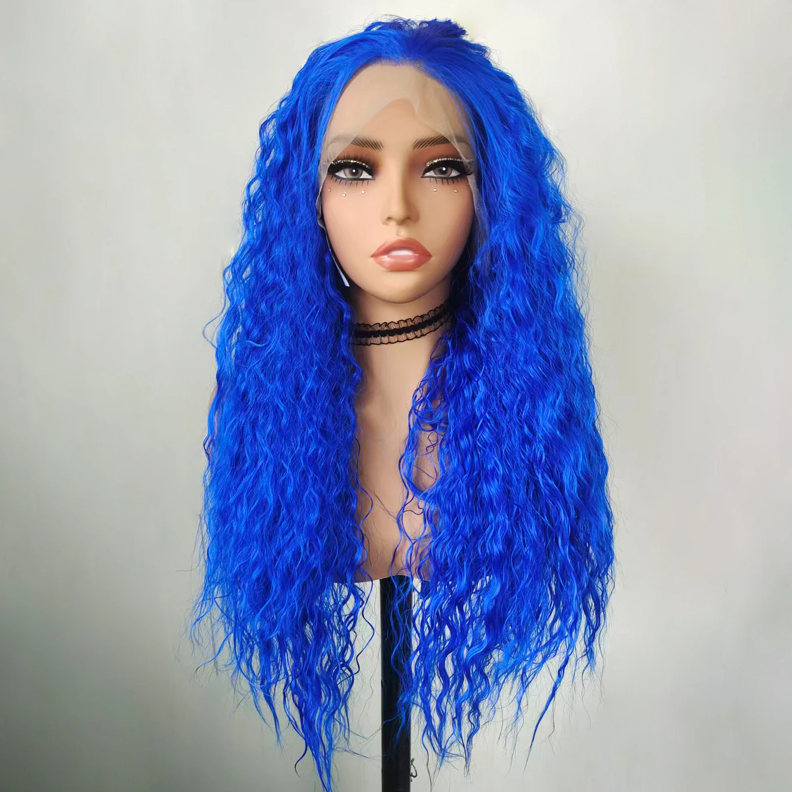 WIF Klein Blue Curly Synthetic Wig Curly Wave Blue Hair Heat Resistant Kinky Wavy 13 x 4 Lace Front Long Wig Women Daily Use
WIF Klein Blue Curly Synthetic Wig Curly Wave Blue Hair Heat Resistant Kinky Wavy 13 x 4 Lace Front Long Wig Women Daily Use