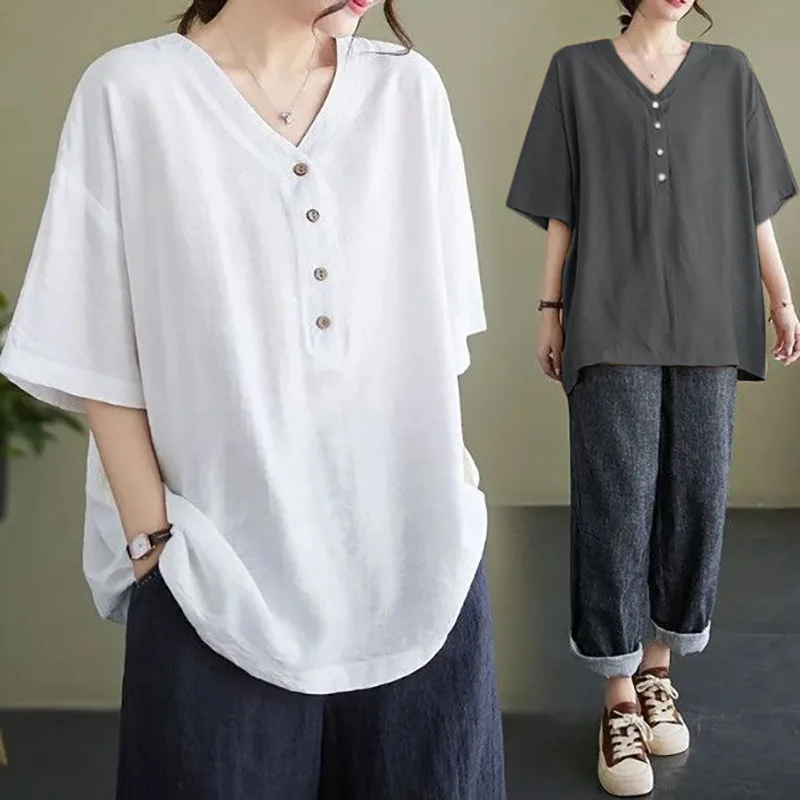 Plus Size Women's Summer Casual Solid Color Short Sleeve T-Shirt Loose Thin Office Lady Fashion New Arrival
Plus Size Women's Summer Casual Solid Color Short Sleeve T-Shirt Loose Thin Office Lady Fashion New Arrival