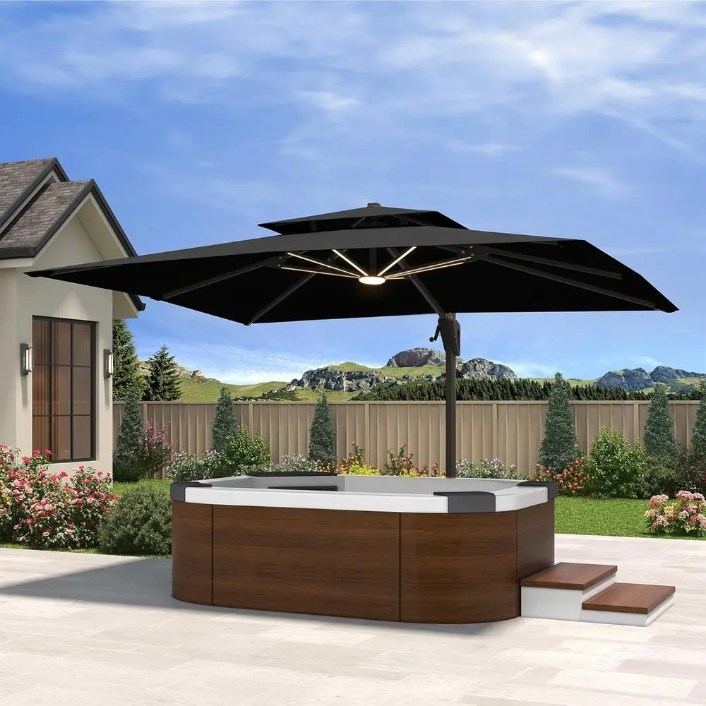 10' x 13' Cantilever Patio Umbrella with LED Lights, Adjustable 360° Rotation, Base Included, Suitable for Outdoor Deck, Pool, G
10' x 13' Cantilever Patio Umbrella with LED Lights, Adjustable 360° Rotation, Base Included, Suitable for Outdoor Deck, Pool, G