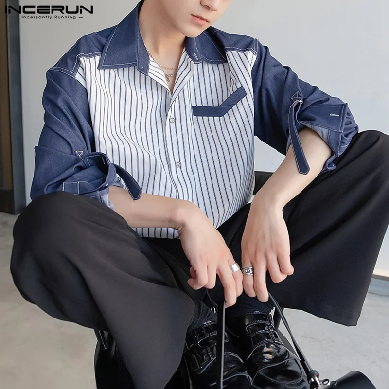 INCERUN 2025 Men Shirt Striped Patchwork Lapel Long Sleeve Men Clothing Korean Style Oversize Fashion Casual Shirts Streetwear
INCERUN 2025 Men Shirt Striped Patchwork Lapel Long Sleeve Men Clothing Korean Style Oversize Fashion Casual Shirts Streetwear