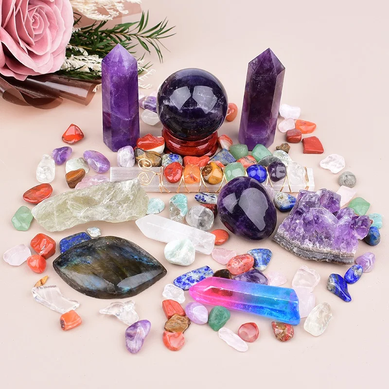 Assorted Natural Crystal Set with Points Sphere Cluster Crushed Stones Reiki Healing Crystal Collection Home Decor Gift Souvenir
Assorted Natural Crystal Set with Points Sphere Cluster Crushed Stones Reiki Healing Crystal Collection Home Decor Gift Souvenir
