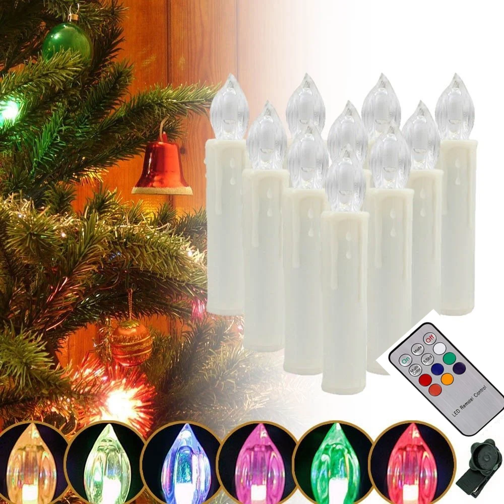10 Pcs LED Christmas Light Lamp RGB Wedding Tree Remote Control Taper Lights Candles
10 Pcs LED Christmas Light Lamp RGB Wedding Tree Remote Control Taper Lights Candles