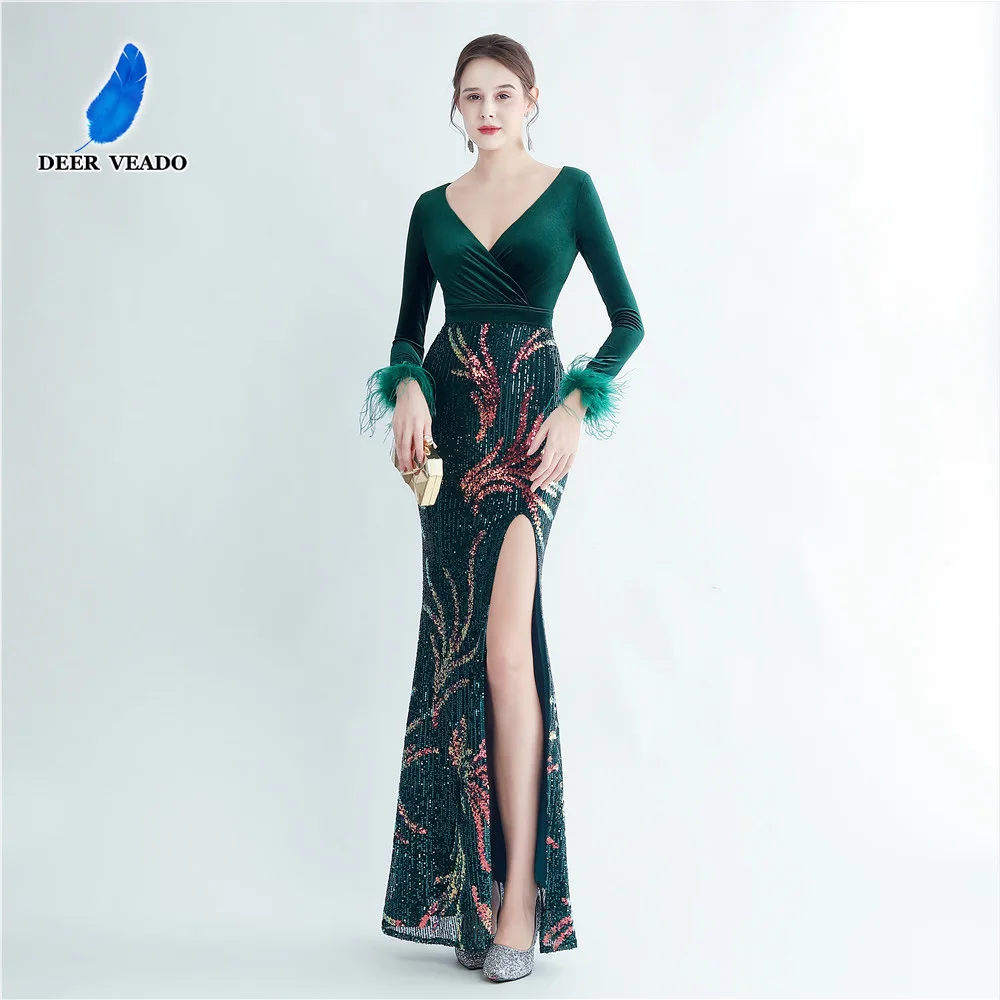 DEERVEADO Sexy Slit Deep V-Neck Velvet Evening Dress for Woman Mermaid Formal Dress for Special Occasions Party Dresses Long
DEERVEADO Sexy Slit Deep V-Neck Velvet Evening Dress for Woman Mermaid Formal Dress for Special Occasions Party Dresses Long