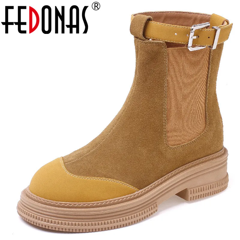 FEDONAS Popular Cool Buckle Women Ankle Boots Thick Heels Genuine Leather Shoes Woman Autumn Winter Leisure Motorcycle Boots
FEDONAS Popular Cool Buckle Women Ankle Boots Thick Heels Genuine Leather Shoes Woman Autumn Winter Leisure Motorcycle Boots