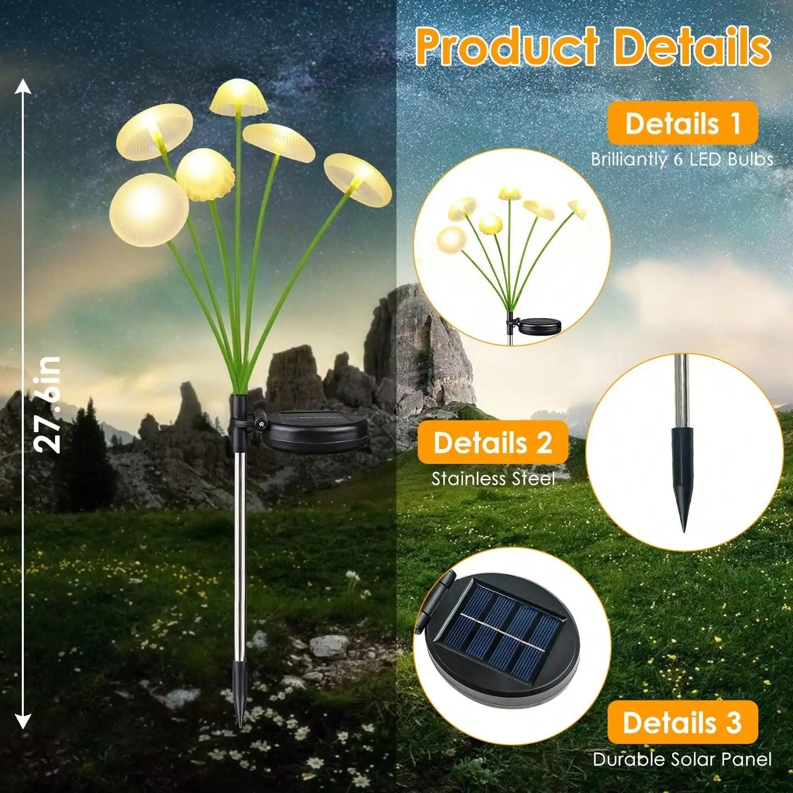 8PK 48LED Solar Garden Lights Outdoor Waterproof | Solar Mushroom Lights For Outside Sway By Wind Firefly Fairy Light For Patio Pathway Garden Bush Yard Decorations
8PK 48LED Solar Garden Lights Outdoor Waterproof | Solar Mushroom Lights For Outside Sway By Wind Firefly Fairy Light For Patio Pathway Garden Bush Yard Decorations