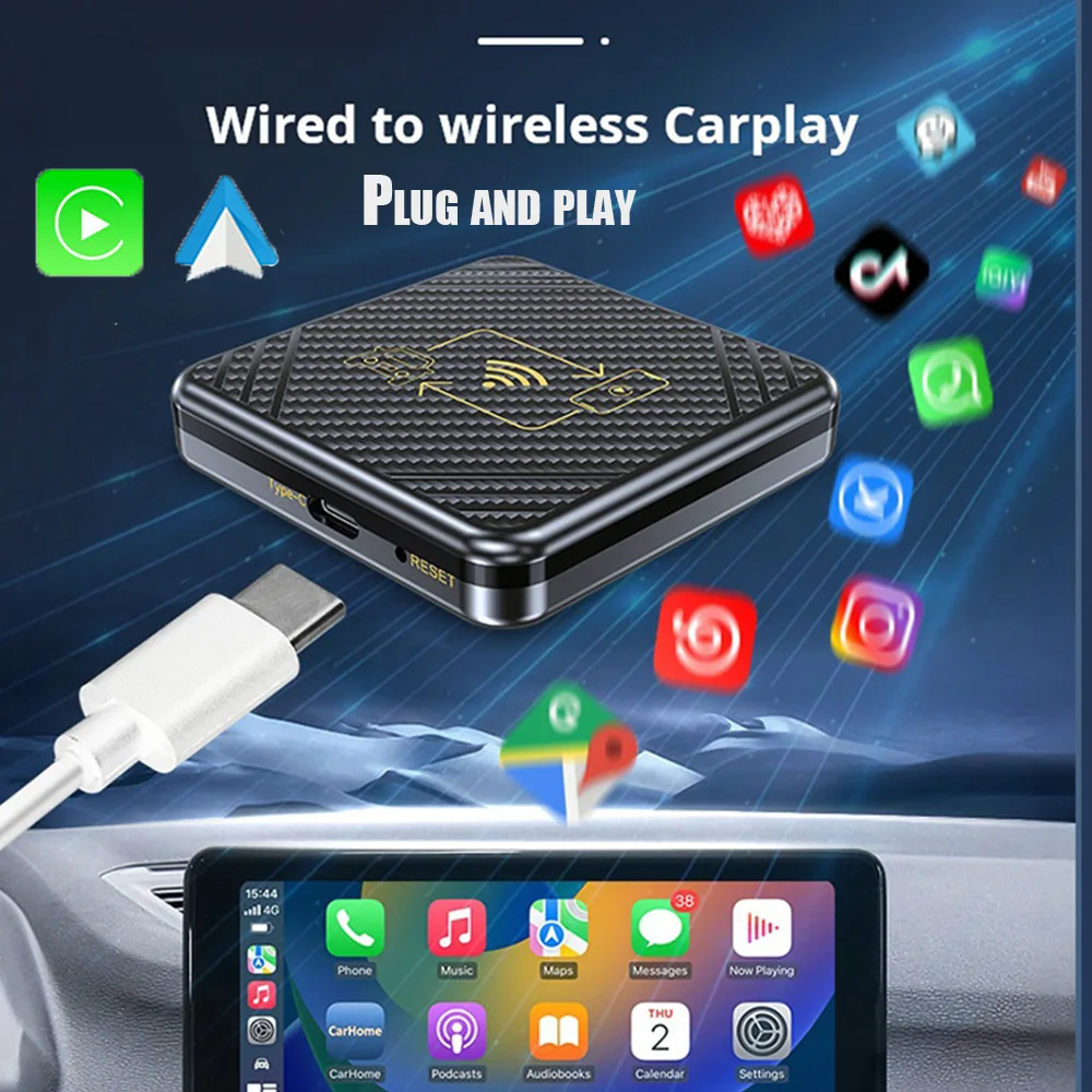 Wired to Wireless Adapter for CarPlay&Android Auto Mini Adapter Multimedia Player Plug and Play Dongle Box for iOS and Android
Wired to Wireless Adapter for CarPlay&Android Auto Mini Adapter Multimedia Player Plug and Play Dongle Box for iOS and Android