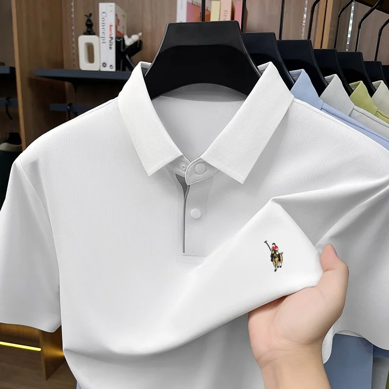 Summer New Smooth Soft Breath Pony Embroide Polo Shirt Busine Casual Skin friendly Quick drying Short Sleeve Tshirt Men Choice
Summer New Smooth Soft Breath Pony Embroide Polo Shirt Busine Casual Skin friendly Quick drying Short Sleeve Tshirt Men Choice