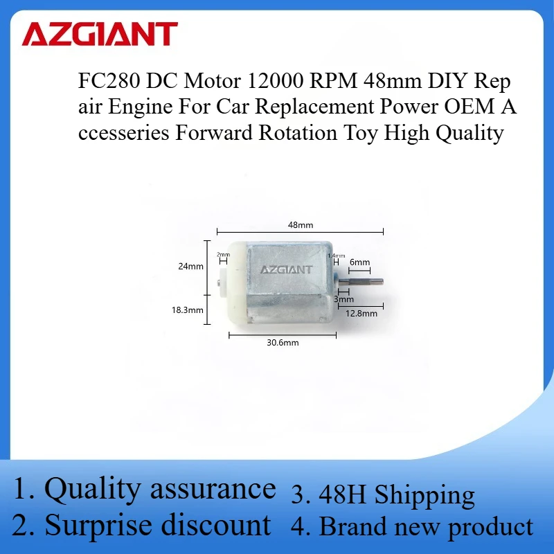 FC280 DC Motor 12000 RPM 48mm DIY Repair Engine For Car Replacement Power OEM Accesseries Forward Rotation Toy High Quality
FC280 DC Motor 12000 RPM 48mm DIY Repair Engine For Car Replacement Power OEM Accesseries Forward Rotation Toy High Quality