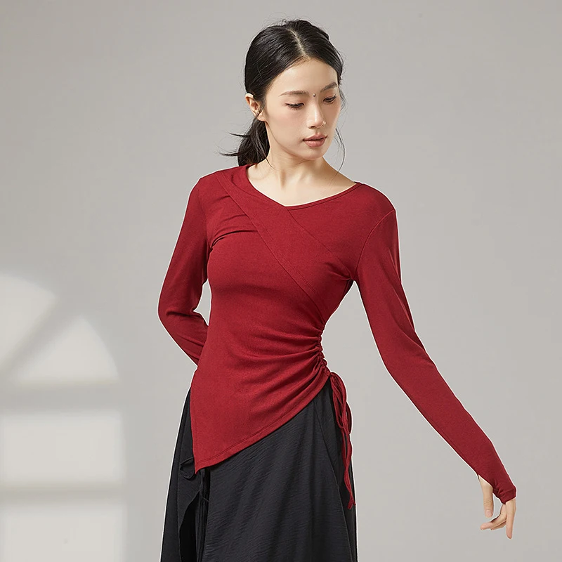 Женская современная танцевальная одежда: однотонные топы с длинным рукавом, рубашка с перекрестным V-образным вырезом, боковой шнурок, асимметричный крой, для учителей, повседневная одежда для йоги
Женская современная танцевальная одежда: однотонные топы с длинным рукавом, рубашка с перекрестным V-образным вырезом, боковой шнурок, асимметричный крой, для учителей, повседневная одежда для йоги