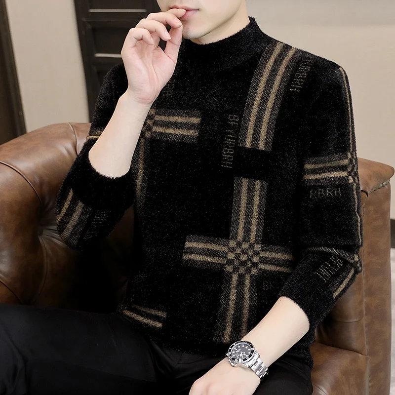 Men's Thiened Faux Mink Knitted Sweater High Collar Warm Trendy Casual Winter Faion Geometric Pattern Straight Fit Knitwear
Men's Thiened Faux Mink Knitted Sweater High Collar Warm Trendy Casual Winter Faion Geometric Pattern Straight Fit Knitwear