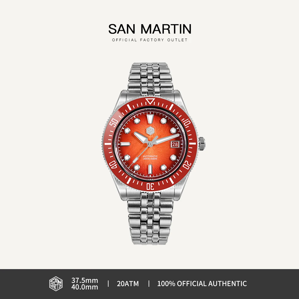 San Martin 37.5 40mm SN0148G1 Upgraded Men Diver Watches High-end Luxury Watch Miyota 9015 Automatic Mechanical 20Bar Waterproof
San Martin 37.5 40mm SN0148G1 Upgraded Men Diver Watches High-end Luxury Watch Miyota 9015 Automatic Mechanical 20Bar Waterproof