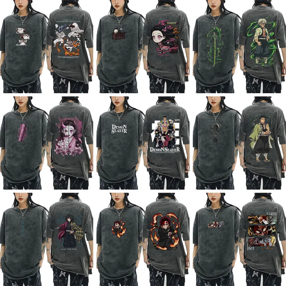 Limited Anime Demon Slayer Washed Vintage T-shirt Men Women Fashion Casual Oversized T-shirts 100% Cotton Short Sleeve T Shirts
Limited Anime Demon Slayer Washed Vintage T-shirt Men Women Fashion Casual Oversized T-shirts 100% Cotton Short Sleeve T Shirts
