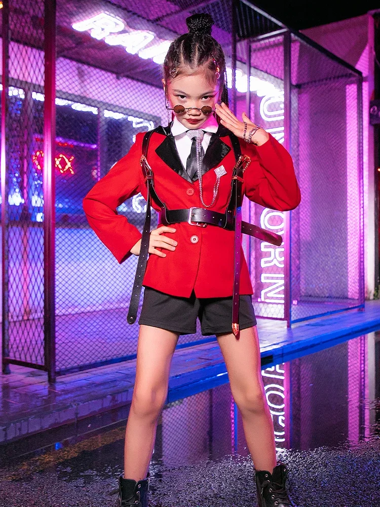Fashion K-pop Stage Outfits Red and Black Kids's Suit Jazz Dance Hip-hop Show Clothes Girls Catwalk Runway Performance Wear
Fashion K-pop Stage Outfits Red and Black Kids's Suit Jazz Dance Hip-hop Show Clothes Girls Catwalk Runway Performance Wear
