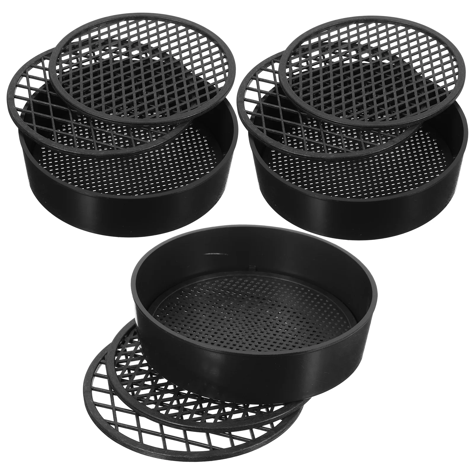 12pcs Soil Sieve Set 3 Sets 1 Frame 3 Replacable Screens Gardening Tool Plastic Lightweight Sand Stone Filter Black
12pcs Soil Sieve Set 3 Sets 1 Frame 3 Replacable Screens Gardening Tool Plastic Lightweight Sand Stone Filter Black