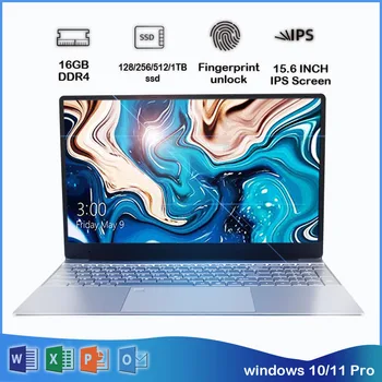 15.6 인치 IPS Sceren Windows 11/10 Pro 지문 잠금 장치, 인텔 16G RAM 듀얼 WiFi 2.4G/5.0G 노트북