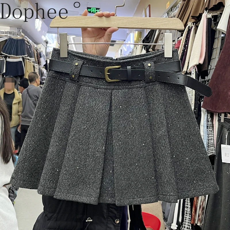 Dophee Shiny Starlit Sky Woolen Skirt 2025 New Spring Autumn High Waist Short A-line Skirt Solid Color Female Pleated Skirts
Dophee Shiny Starlit Sky Woolen Skirt 2025 New Spring Autumn High Waist Short A-line Skirt Solid Color Female Pleated Skirts