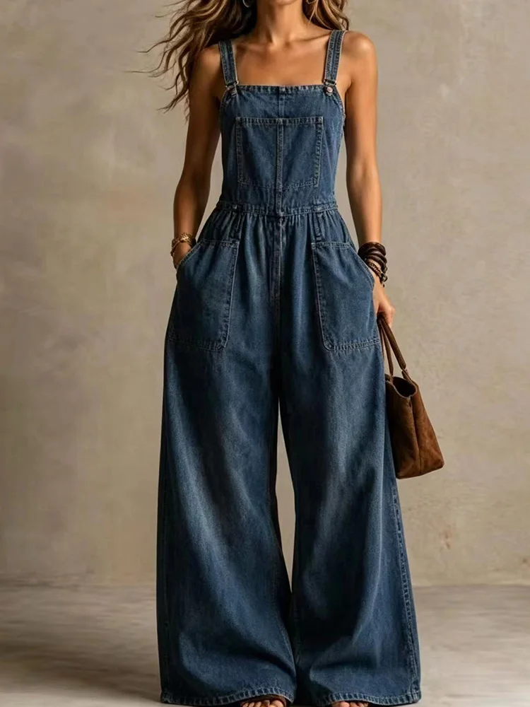 Sleeveless Patchwork Holiday Chic Overalls, Women Summer Square Collar Fashion Jumpsuits, Solid Wide Leg Pants Loose Playsuits
Sleeveless Patchwork Holiday Chic Overalls, Women Summer Square Collar Fashion Jumpsuits, Solid Wide Leg Pants Loose Playsuits