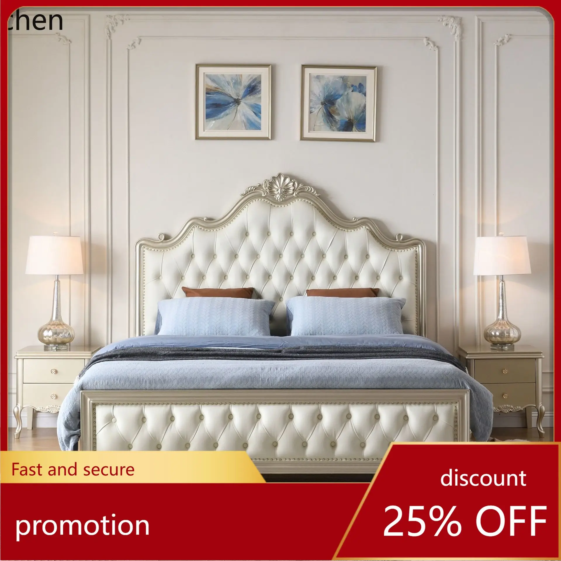 HXL Solid Wood Bed Simple Cream Style Upholstered Large Bed High-End Bed
HXL Solid Wood Bed Simple Cream Style Upholstered Large Bed High-End Bed