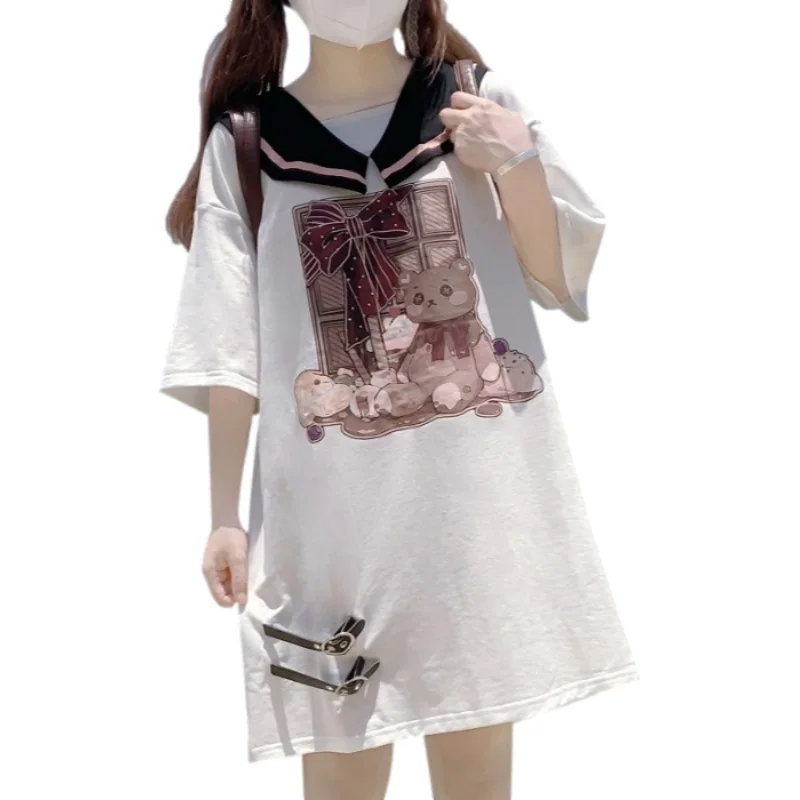 Japanese Harajuku Anime Graphic T Shirts Women Cute Tops Lolita Kawaii Sailor Collar Cartoon Bear Print Short Sleeve Tee Shirt
Japanese Harajuku Anime Graphic T Shirts Women Cute Tops Lolita Kawaii Sailor Collar Cartoon Bear Print Short Sleeve Tee Shirt