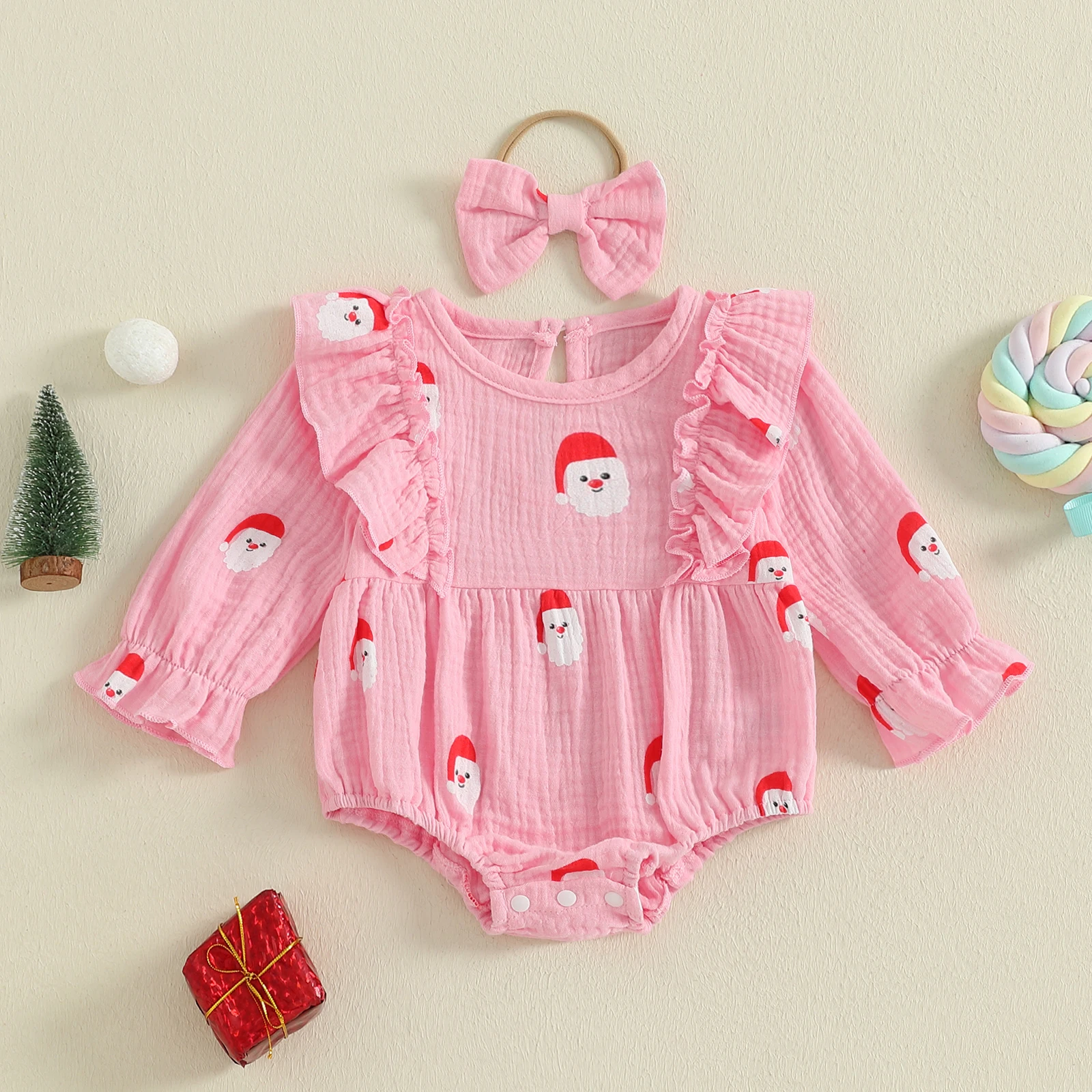 Baby Girl Christmas Romper Santa/Tree Ruffle Trim Long Sleeve Bodysuit Cute Winter Fall Clothes
Baby Girl Christmas Romper Santa/Tree Ruffle Trim Long Sleeve Bodysuit Cute Winter Fall Clothes