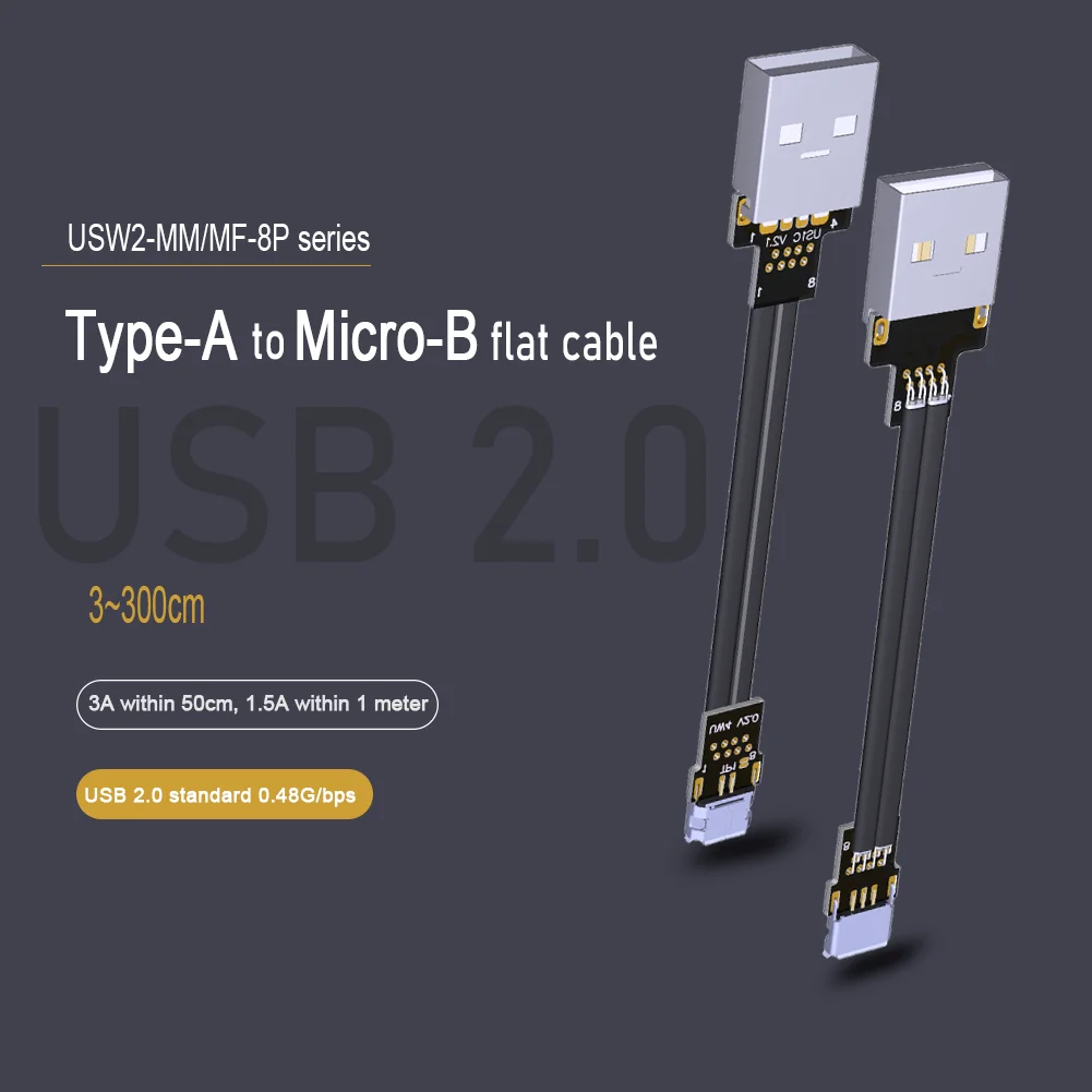 3A High Power USB 2.0 Type-A To Micro-B OTG Extension Ribbon Cable Foldable Elbow Micro USB Male Female FPV Slim Flat Charge
3A High Power USB 2.0 Type-A To Micro-B OTG Extension Ribbon Cable Foldable Elbow Micro USB Male Female FPV Slim Flat Charge