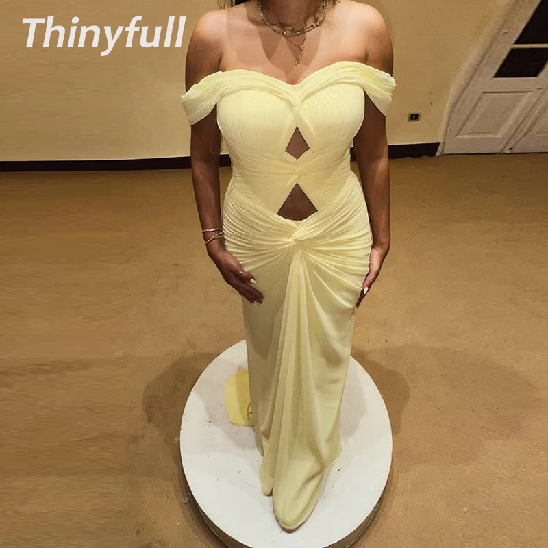 Thinyfull Off Shoulder Chiffon Mermaid Prom Dress Sweetheart Sleeveless Evening Gown Pleat Arab Dress robes de soirée Customized
Thinyfull Off Shoulder Chiffon Mermaid Prom Dress Sweetheart Sleeveless Evening Gown Pleat Arab Dress robes de soirée Customized