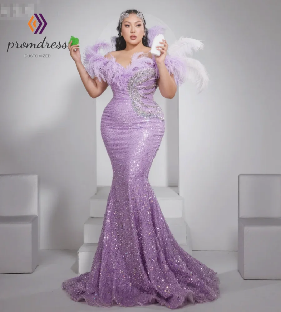 Вечернее платье для выпускного вечера больших размеров с пайетками и перьями страуса, блестящее, в стиле русалка, черное, для девочек, с бисером, для торжественных случаев, на день рождения, 2026
Вечернее платье для выпускного вечера больших размеров с пайетками и перьями страуса, блестящее, в стиле русалка, черное, для девочек, с бисером, для торжественных случаев, на день рождения, 2026