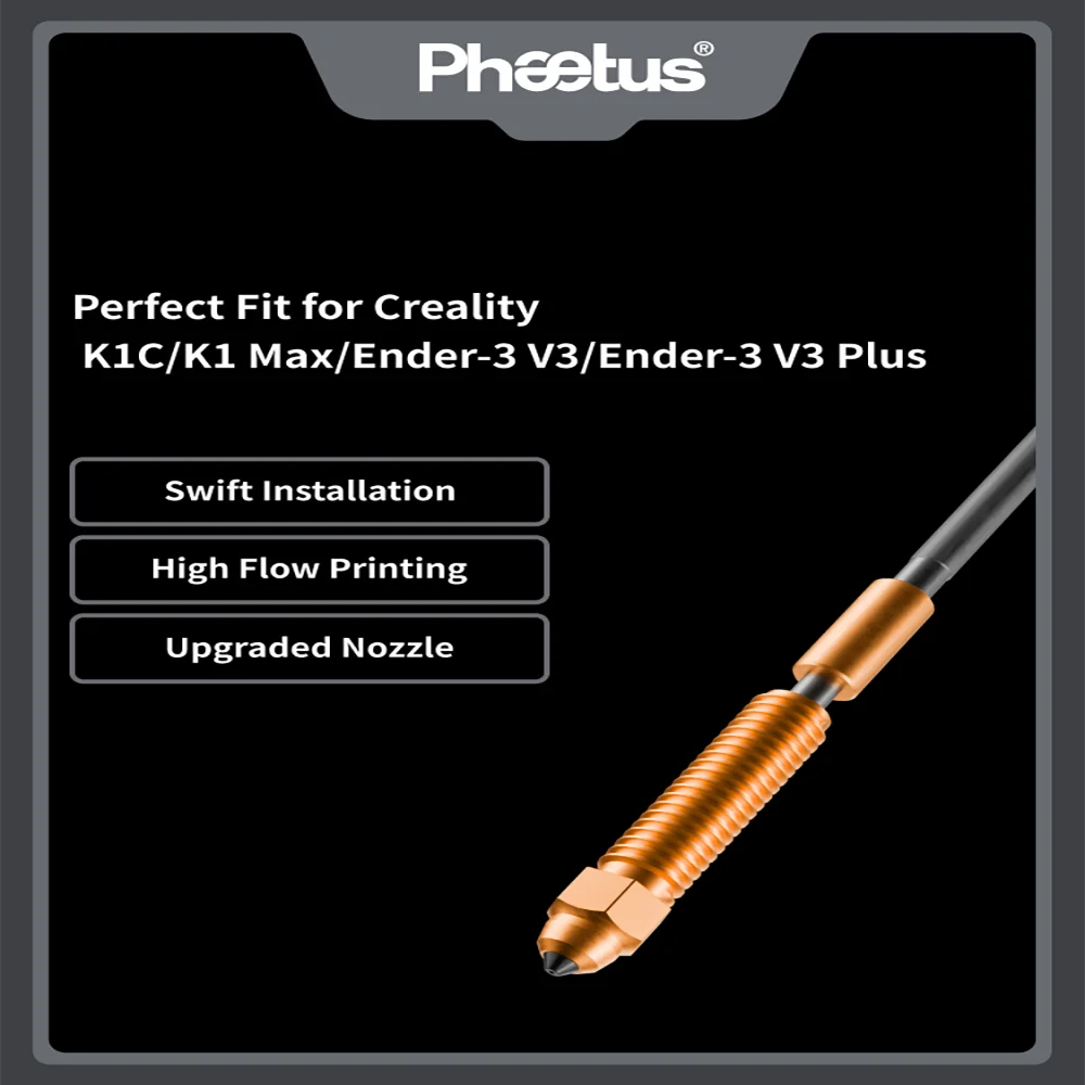 Phaetus EndCoat™ / Silicon Carbide Nozzle High Flow Durable Upgraded For Creality K1C/K1MAX/Ender-3 V3/Ender-3 V3 Plus
Phaetus EndCoat™ / Silicon Carbide Nozzle High Flow Durable Upgraded For Creality K1C/K1MAX/Ender-3 V3/Ender-3 V3 Plus