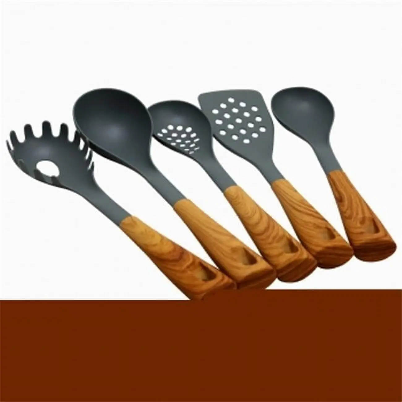 Nylon Kitchen Tools Set with Wood-Style Handles 5-Piece
Nylon Kitchen Tools Set with Wood-Style Handles 5-Piece