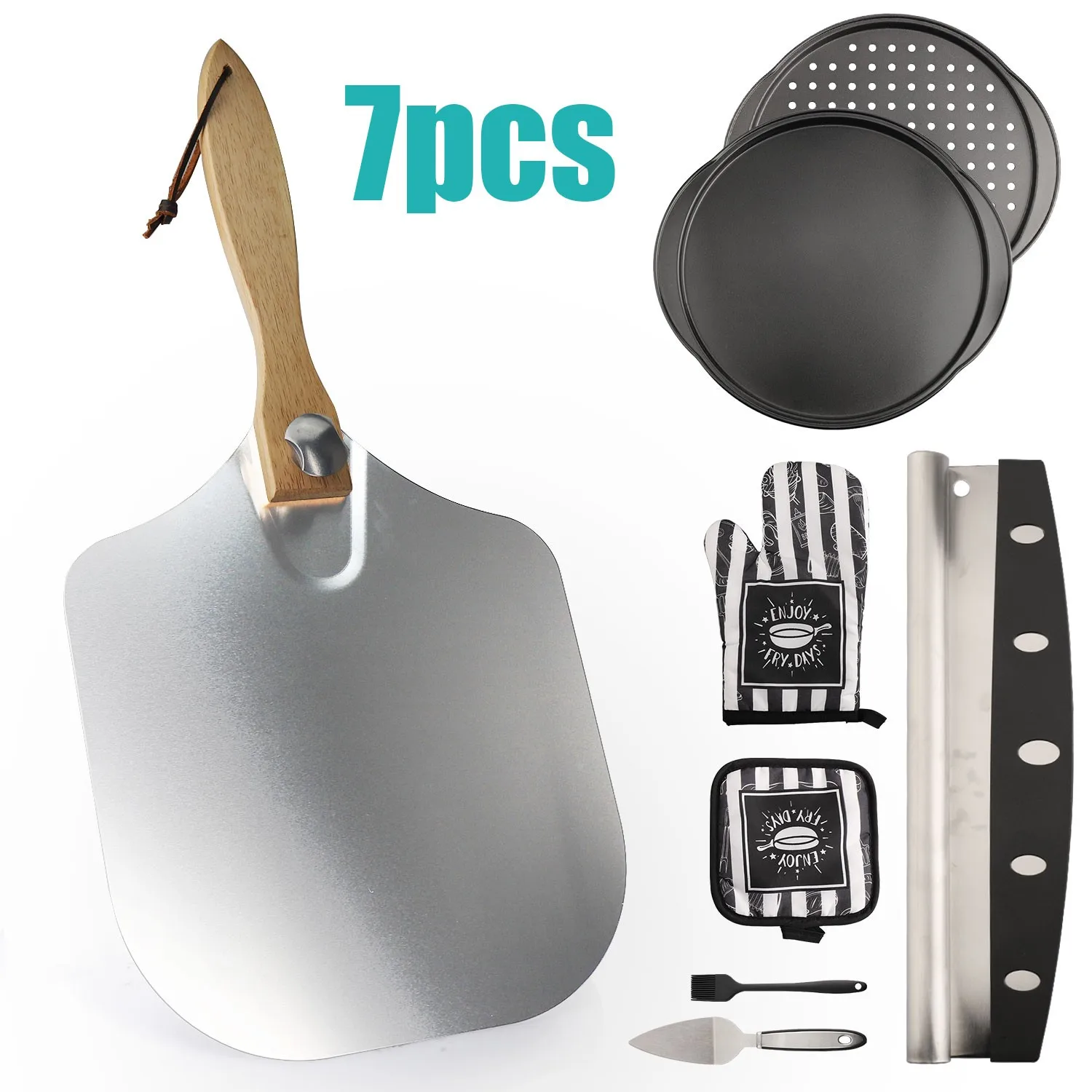 7PCS Pizza Tool Set Heatproof Gloves Spatula Knife Oil Brush Baking Grilling
7PCS Pizza Tool Set Heatproof Gloves Spatula Knife Oil Brush Baking Grilling