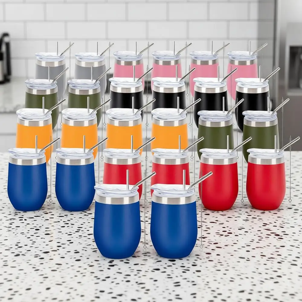 32 Pack 12oz Stainless Steel Bulk Wine Tumblers with Lids and Straws, Vacuum Insulated Double Wall Travel Coffee & Tea Mugs, Pow
32 Pack 12oz Stainless Steel Bulk Wine Tumblers with Lids and Straws, Vacuum Insulated Double Wall Travel Coffee & Tea Mugs, Pow