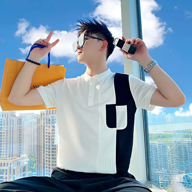 Contrast Color Interposer Bag POLO Shirt Short-sleeved Men's Trendy Brand Handsome T-shirt
Contrast Color Interposer Bag POLO Shirt Short-sleeved Men's Trendy Brand Handsome T-shirt