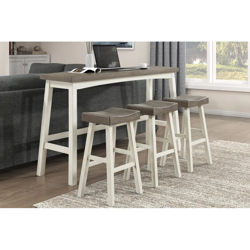 White and Coffee Finish 4-Piece Pub Height Set with Solid Rubberwood Table and Stools
White and Coffee Finish 4-Piece Pub Height Set with Solid Rubberwood Table and Stools