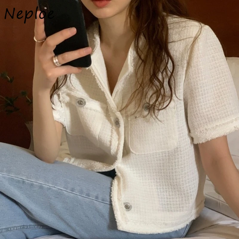 Neploe Fashion Simple O-neck Tweed Cardigan Jackets Y2k Short Sleeve Loose Coat Women 2025 New Single Breasted Tops Mujer
Neploe Fashion Simple O-neck Tweed Cardigan Jackets Y2k Short Sleeve Loose Coat Women 2025 New Single Breasted Tops Mujer