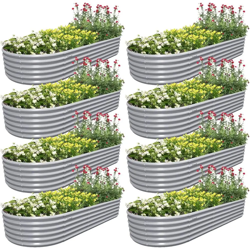 8-Pack 8x3x1.5ft Galvanized Oval Metal Raised Garden Bed Kit for Outdoor Plants, Vegetables, Herbs, Gray
8-Pack 8x3x1.5ft Galvanized Oval Metal Raised Garden Bed Kit for Outdoor Plants, Vegetables, Herbs, Gray